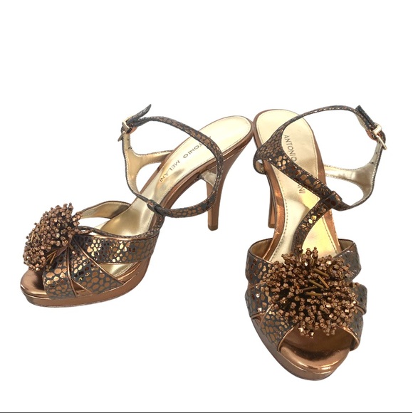 ANTONIO MELANI Shoes - Antonio Melani Bronze embellished heels size 8
